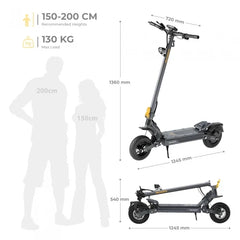 Ausom Gosoul 2 Hulajnoga elektryczna, silnik 1100 W, akumulator 13 Ah 48 V, prędkość 20 km/h, zasięg 70 km - Ciemnoszary - wyspahulajnog.app
