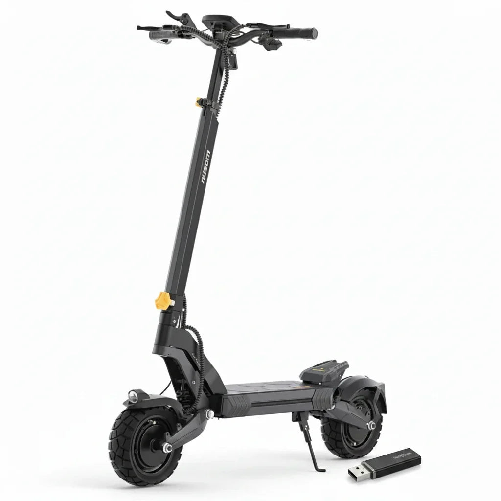 Ausom L2 Dwusilnikowa składana hulajnoga elektryczna, silnik 2*800W, 20km/h, bateria 48V 15,6Ah, opony 10x3 Cali, zasięg 70km - wyspahulajnog.app
