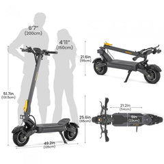 Składana hulajnoga elektryczna Ausom F1 Max, silnik 2*1400W, bateria 60V 20,8Ah, opony 10x3,0 cali, maks. prędkość 72 km/h - wyspahulajnog.app