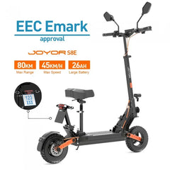 JOYOR S8E, silnik 800W, bateria 48V 26AH, opony 10-calowe, 45km/h, 80km, wyświetlacz NFC - Czarny - wyspahulajnog.app